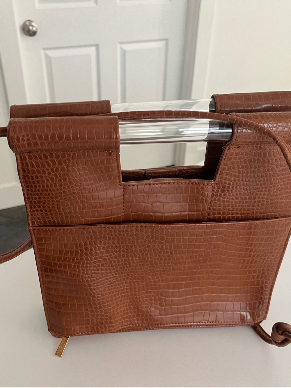 BEIS Crossbody Bag in Brown Croc